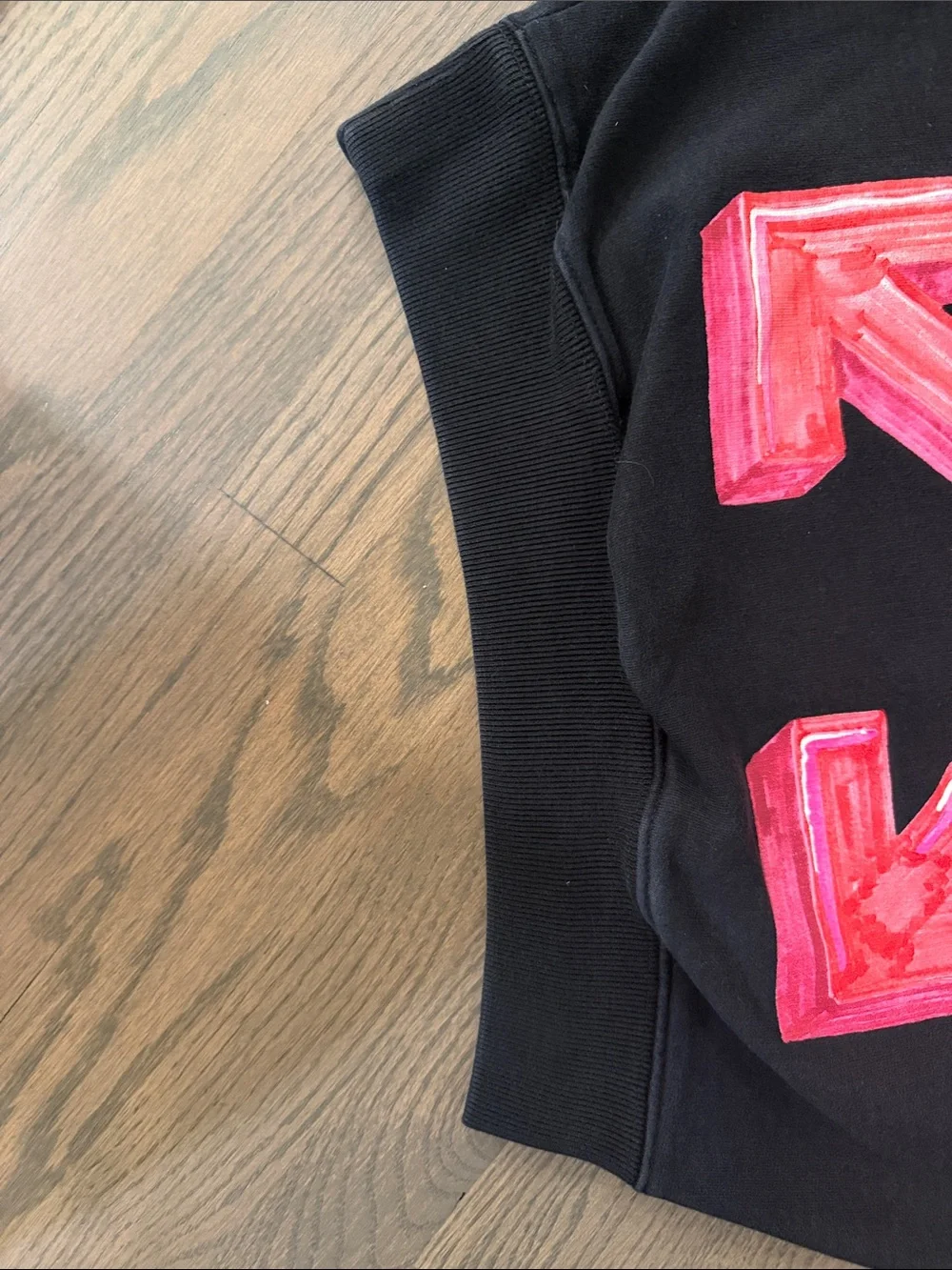 Off-White by Virgil Abloh Marker Over Black Crewneck Hoodie Sweatshirt